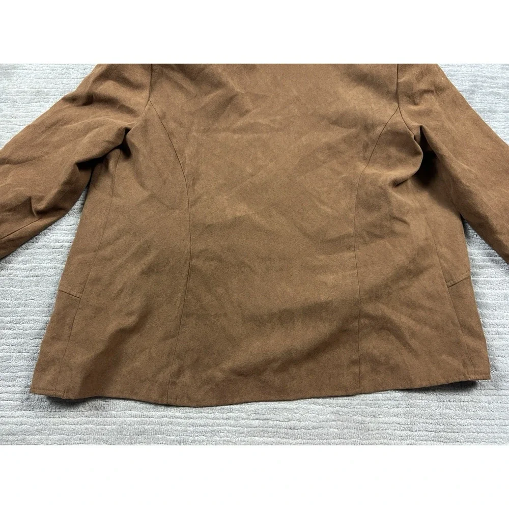 R&K Original Jacket Womens 14 Brown Polyester Open Front Faux Suede Feel‎